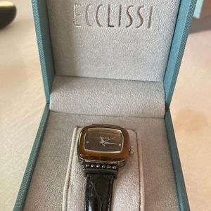 Analog watch with tiger eye face and border. Leather strap. Beautiful brand new